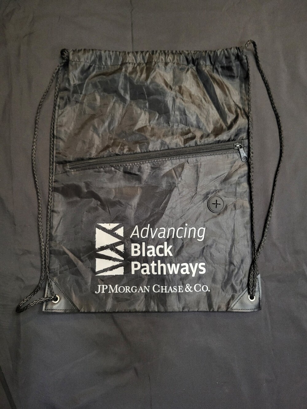 JPMorgan Chase Company Advancing Black Pathways Black Drawstring Backpack Bag